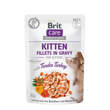 Brit Care Fillets In Gravy Turkey Kitten 85g Carton (24 Pouches)